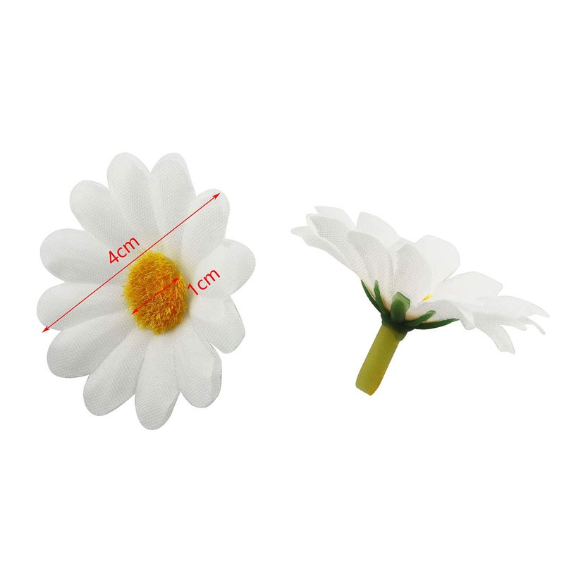 IVYRISE Fabric Daisy Flower Head 100PCS 1.5Inch White Artificial Gerbera Fake Flowers Heads for Wedding Party and DIY Craft - Image 2
