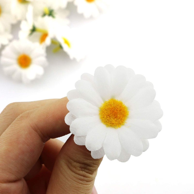 IVYRISE Fabric Daisy Flower Head 100PCS 1.5Inch White Artificial Gerbera Fake Flowers Heads for Wedding Party and DIY Craft - Image 3