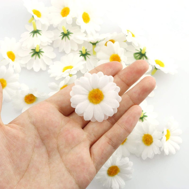 IVYRISE Fabric Daisy Flower Head 100PCS 1.5Inch White Artificial Gerbera Fake Flowers Heads for Wedding Party and DIY Craft - Image 5