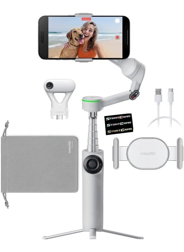 Insta360 Insta360 Flow 2 PRO Gimbal Stabilizer for Smartphone AI Tracker Bundle 3Axis Stabilization Builtin Tripod Deep Track 40 Auto Tracking Phone Stabilizer Creator Gray  - Image 1