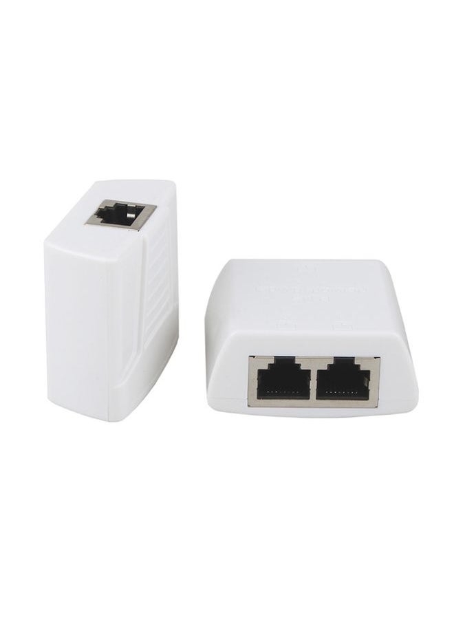 BURAQ RJ45 to 2 x RJ45 Ethernet Network Coupler Thunder Lightning Protection (White)  - Image 1