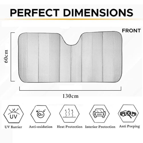 EYUVAA LABEL Aluminum Car Windshield Sunshade Protector Cover, Blocks UV Rays Cover Front Window Protector Shield, Compatible With Suvs, Sedan, Hatchback (Silver) (Pack Of 1) - Image 3