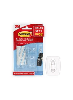 Command 17006ClrEs Hooks With Strips Mini Holds 225 Gr. Each Hook Clear Color. 6 Hooks And 8 Strips/Pack  - Image 2