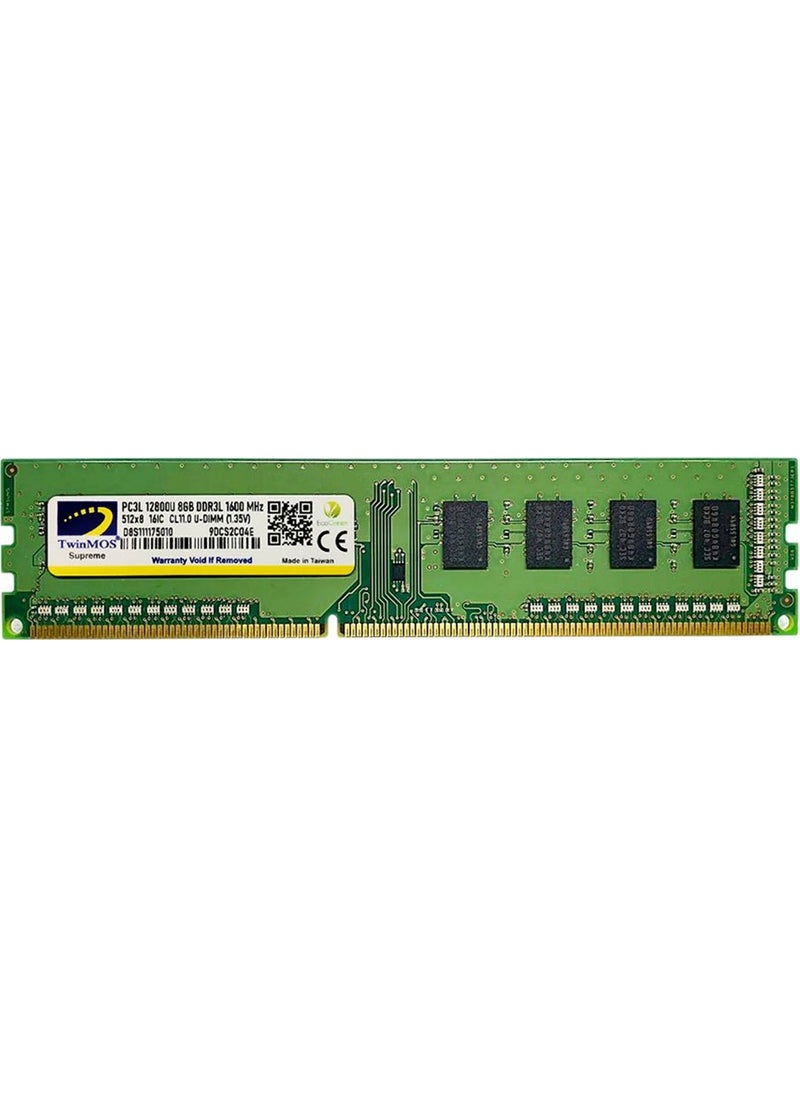 TwinMOS - رام ديسكتوب منخفض الجهد DDR3 سعة 8GB تردد 1600MHz جهد 1.35V (MDD3L8GB1600D) - Image 1