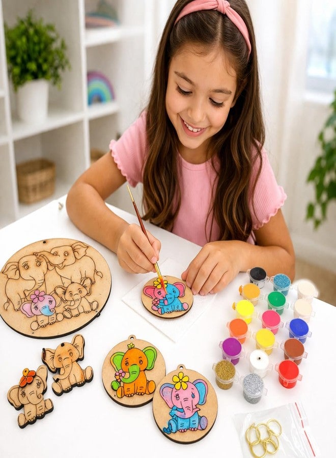 pickNMAKE Art & Craft Kit for Kids | DIY Wooden Elephant Painting Set | Screen-Free Activity for Ages 5+ | 5 MDF Boards, 18 Non-Toxic Colours | Wall Hanging, Keychain, Pendant - Image 3