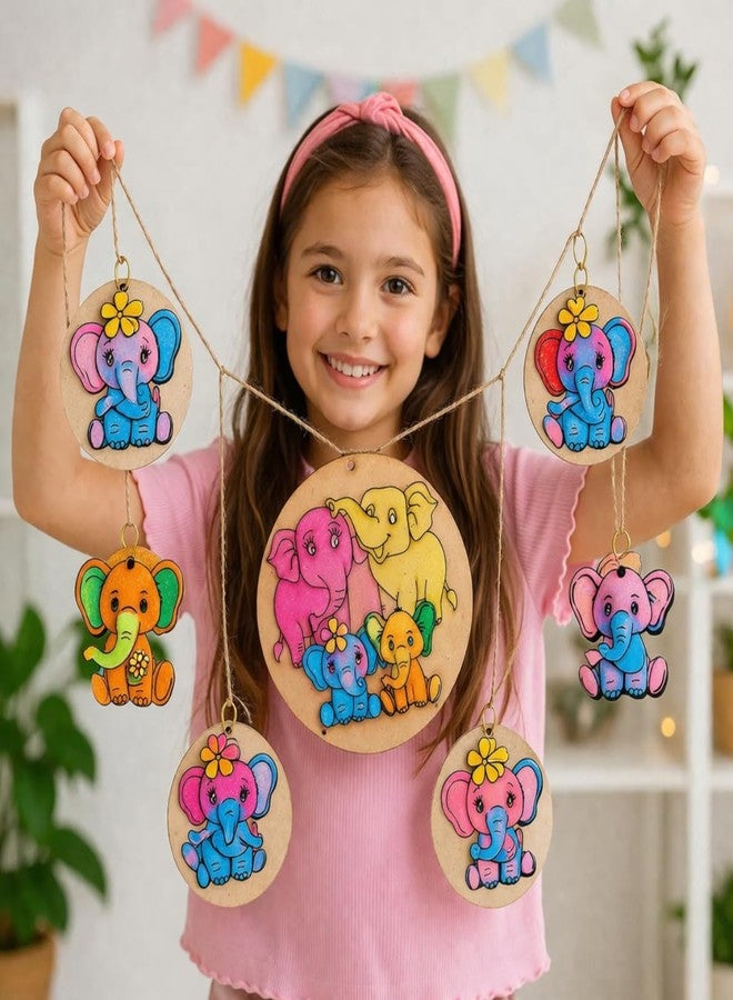 pickNMAKE Art & Craft Kit for Kids | DIY Wooden Elephant Painting Set | Screen-Free Activity for Ages 5+ | 5 MDF Boards, 18 Non-Toxic Colours | Wall Hanging, Keychain, Pendant - Image 5