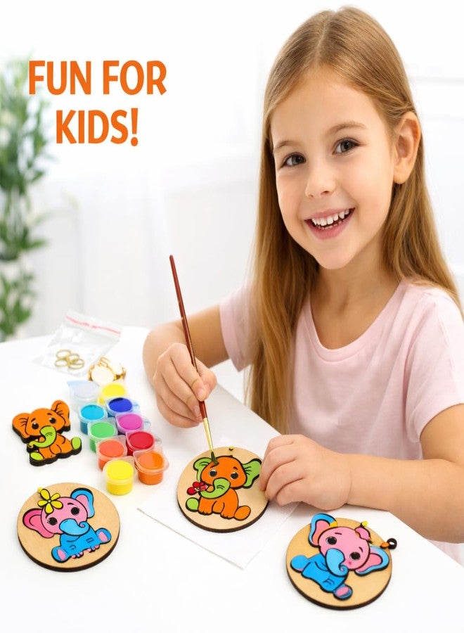 pickNMAKE Art & Craft Kit for Kids | DIY Wooden Elephant Painting Set | Screen-Free Activity for Ages 5+ | 5 MDF Boards, 18 Non-Toxic Colours | Wall Hanging, Keychain, Pendant - Image 4