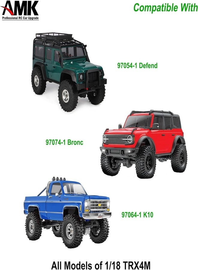 AMK مجموعة ترقية محور البوابة النحاسية AMK TRX4M مجموعة كاملة، محاور أمامية وخلفية مع محاور عجلات سداسية 7 مم ومحولات 4 مم لسيارات التحكم عن بعد 1/18 TRX4M، برونك، ديفند K10 - Image 2