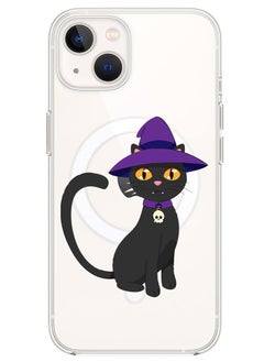 Magnetic Case for iPhone 14 6.1-inch Compatible with MagSafe Wireless Charging, Shockproof Phone Bumper Cover Cat wearing hat halloween