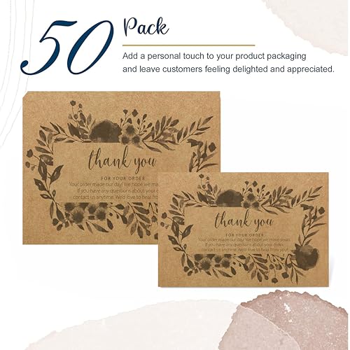 mudrit Pack of 50 Thank You Greeting Cards and Tags, Size 4" x 6", Insert Card With Every Order to Support Small Business, Great way to get feedback for Online and Retail Stores - Image 3