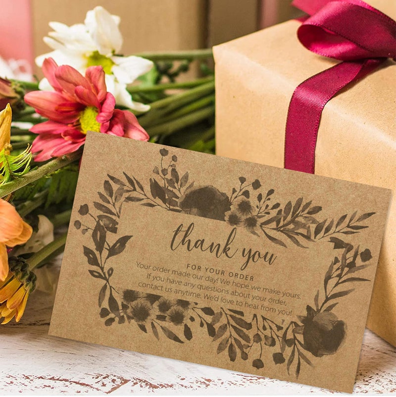 mudrit Pack of 50 Thank You Greeting Cards and Tags, Size 4" x 6", Insert Card With Every Order to Support Small Business, Great way to get feedback for Online and Retail Stores - Image 5