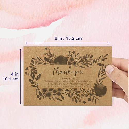 mudrit Pack of 50 Thank You Greeting Cards and Tags, Size 4" x 6", Insert Card With Every Order to Support Small Business, Great way to get feedback for Online and Retail Stores - Image 2