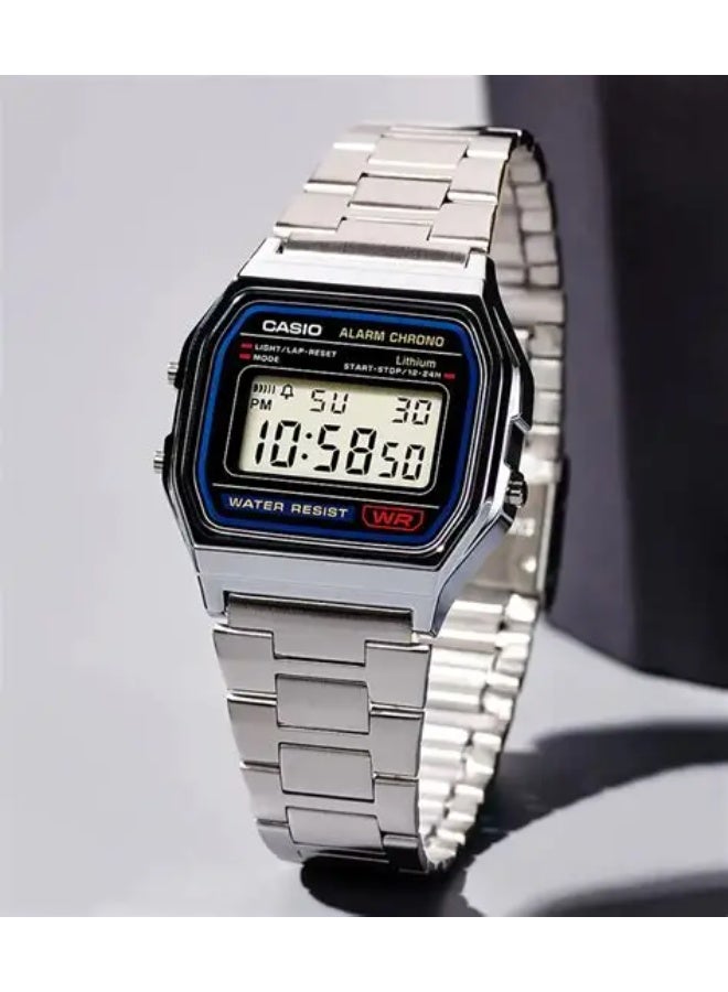 Casio Vintage Unisex Quartz Stainless Steel Black Dial Digital Watch A158WA-1DF - Image 3