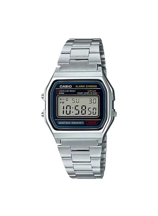 Casio Vintage Unisex Quartz Stainless Steel Black Dial Digital Watch A158WA-1DF - Image 5