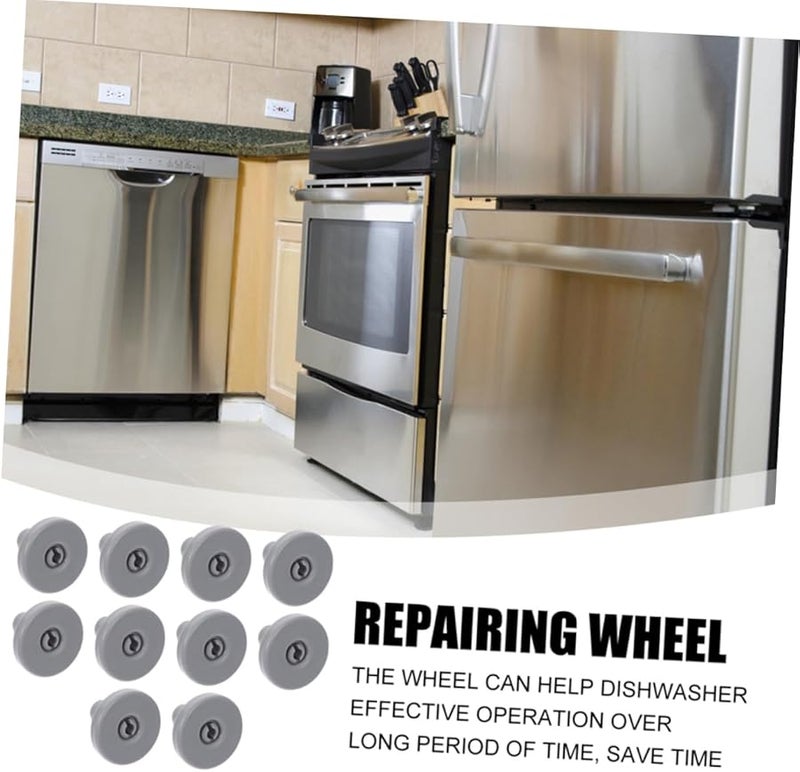 4 قطع من بكرات رف غسالة الصحون السفلي العالمية، عجلات بديلة متينة ومرنة - Image 4