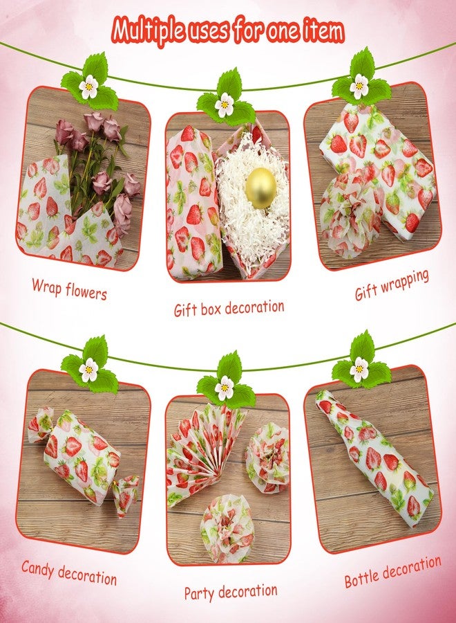 Geluode Strawberry Tissue Paper for Gift Wrapping, 20 Sheets 20"x 28" Per Sheet Strawberry Fruit Design Bulk Tissue Paper for Gift Wrapping Bags Boxes DIY Art Craft Christmas Birthday Party Decorations - Image 3
