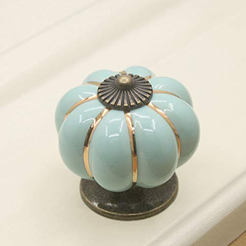 ESreake Yusheng 12 Pack Vintage Ceramic Pumpkin Cabinet Knobs, Kitchen Cabinet Drawers Dresser Cupboard Pull Handles Door Pulls with 3 Kinds of Screws (12 Pack, Sky Blue) - Image 3