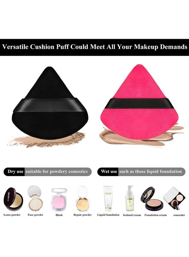 COSLUXE Pure Cotton Powder Puff Triangle Wedge Shape Designed For Contouring Under Eyes And Corners Loose Powder Mineral Powder Body Powder Makeup Tool (Black & Pink Pack Of 6) - Image 4
