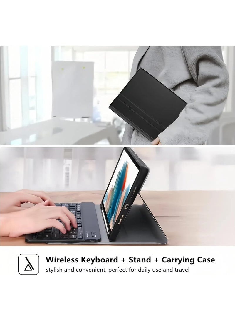 Arabic and English Keyboard Case Compatible with Xiaomi Redmi Pad 2 11 inch 2025  Leather Case with Detachable Wireless Bluetooth Trackpad Keyboard and Pencil Holder - Image 4