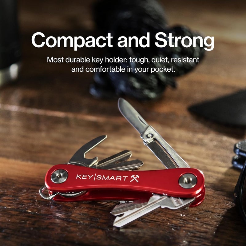 KeySmart Rugged Multi-Tool Key Holder with Bottle Opener and Pocket Clip (2-14 Keys, Red) - Image 2