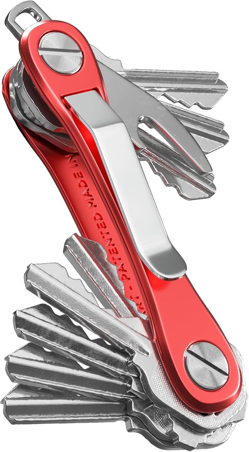 KeySmart Rugged Multi-Tool Key Holder with Bottle Opener and Pocket Clip (2-14 Keys, Red) - Image 1