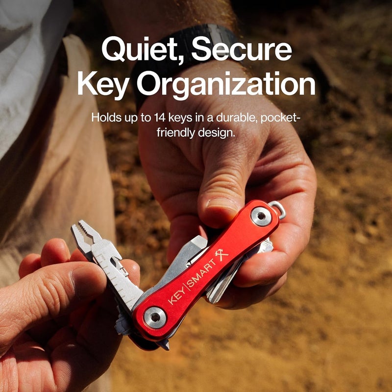 KeySmart Rugged Multi-Tool Key Holder with Bottle Opener and Pocket Clip (2-14 Keys, Red) - Image 3