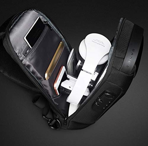 BANGE The Clownfish Sling Bags Water & Scratch Resistant Anti Theft Chest Crossbody Bags with USB Port fits up to 7.9 inches for Men and Women, (Black) - Image 5