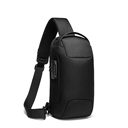 BANGE The Clownfish Sling Bags Water & Scratch Resistant Anti Theft Chest Crossbody Bags with USB Port fits up to 7.9 inches for Men and Women, (Black) - Image 1