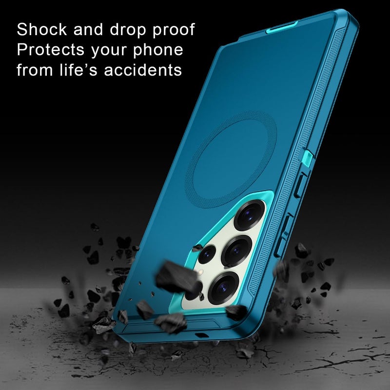 I-HONVA for Samsung Galaxy S25 Ultra Case [Compatible with MagSafe] Shockproof 3-Layer Full Body Protection [Without Screen Protector] Rugged Heavy Duty Cover Case for Galaxy S25 Ultra,Turquoise - Image 4