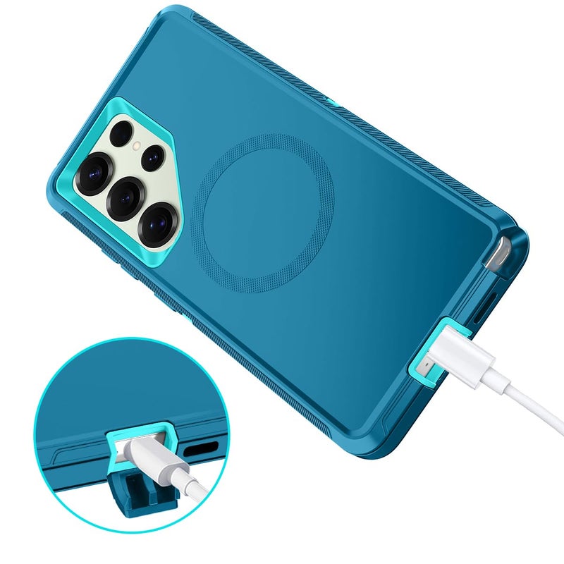 I-HONVA for Samsung Galaxy S25 Ultra Case [Compatible with MagSafe] Shockproof 3-Layer Full Body Protection [Without Screen Protector] Rugged Heavy Duty Cover Case for Galaxy S25 Ultra,Turquoise - Image 5