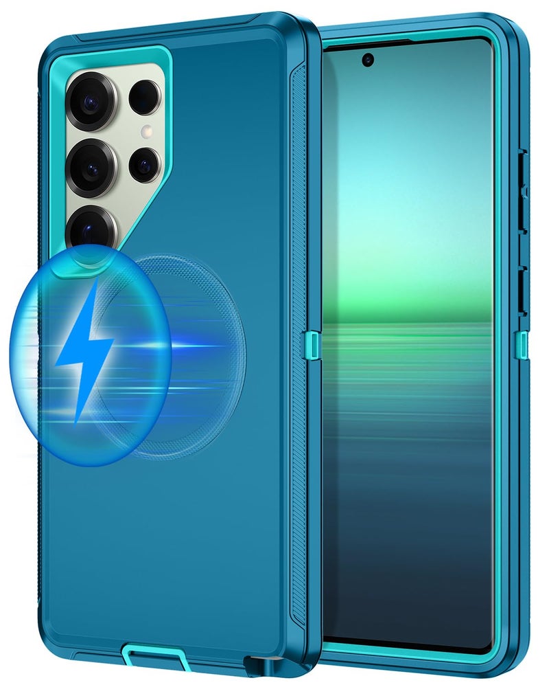 I-HONVA for Samsung Galaxy S25 Ultra Case [Compatible with MagSafe] Shockproof 3-Layer Full Body Protection [Without Screen Protector] Rugged Heavy Duty Cover Case for Galaxy S25 Ultra,Turquoise - Image 1