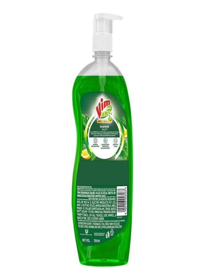 Vim ProClean Dishwash Liquid Gel with Neem powered by RhamnoTech™, Removes 99.9%* Bacteria, Removes Tough Grease and Odours, 700ml - Image 2
