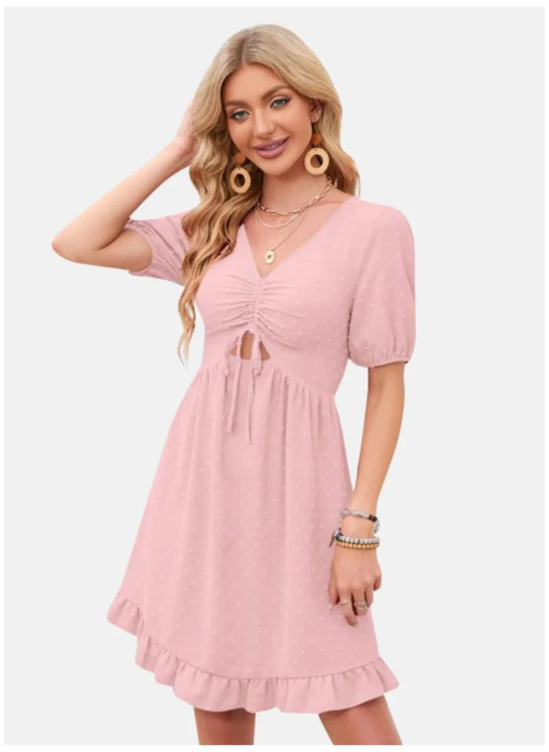 يونيكي Pink Self Design Ruched Fit & Flare Dress