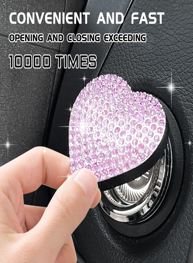 QBOONPT Heart Shape Car Engine Start Button Cover, Sparkly Rhinestone Ignition Button Decal, Bling Car Accessories for Women, Car Interior Accessories Push Start Button Cover Decorative（Pink） - Image 4
