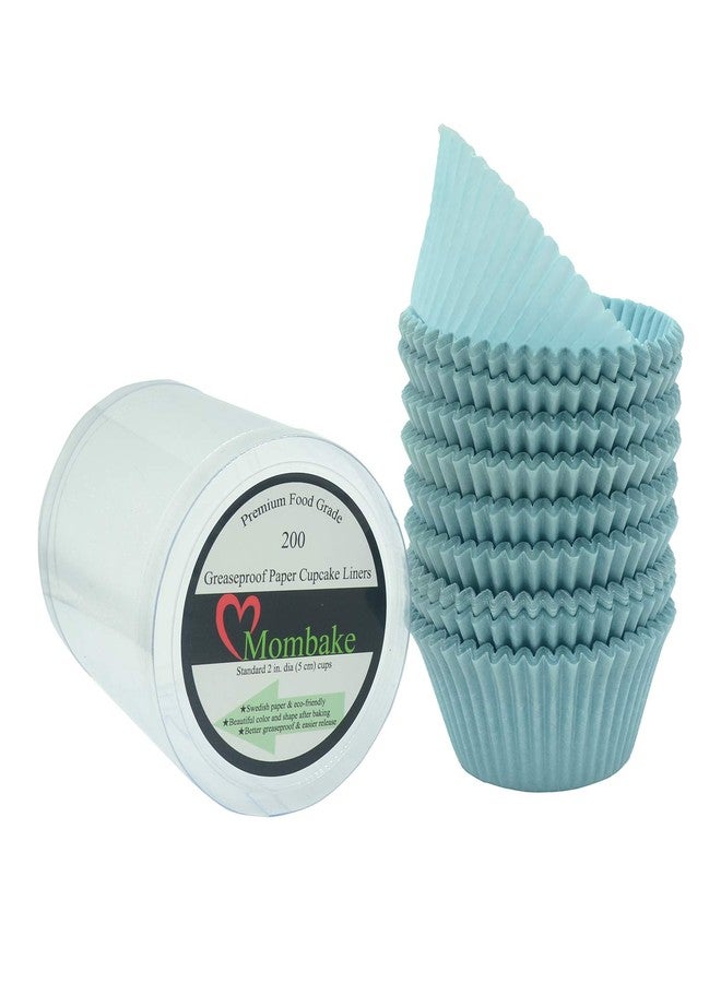 Mombake Premium Blue Greaseproof Cupcake Liners Muffin Paper Baking Cups Standard Sized, 200-Count - Image 1