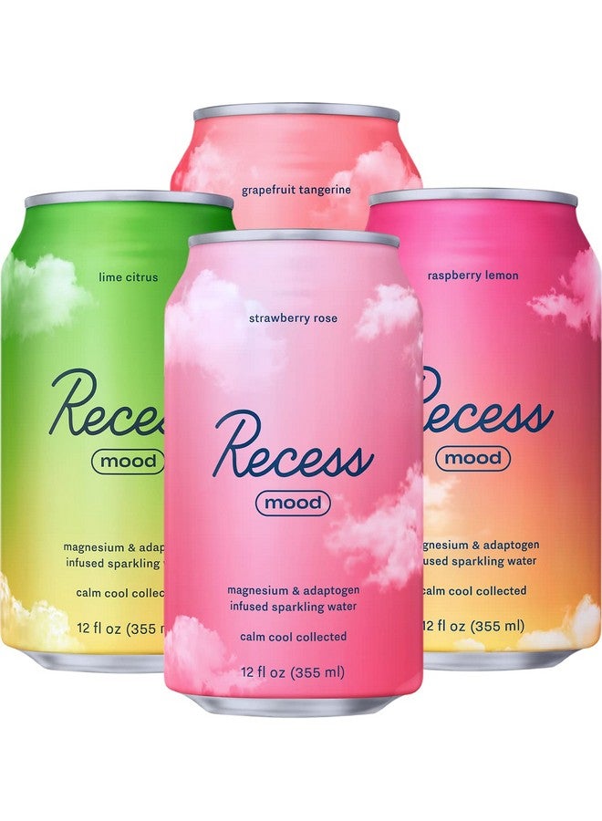 Recess Mood Magnesium & Adaptogen Drink, Relaxation Beverage, 12 ounce (Variety Pack, 12 pack) - Image 1