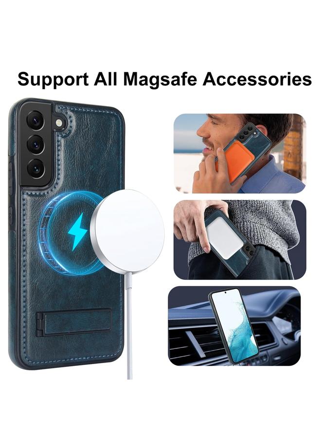 S-TOP Case For Samsung Galaxy S22 5G Retro Leather Invisible Stand MagSafe Phone Case - Image 2