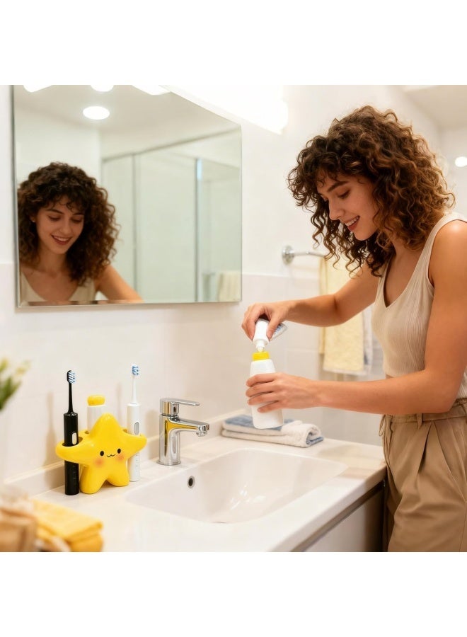 Bathroom Toothbrush Holder - Star Storage Organizer | Cartoon Electric Tooth Brush Holder,for Toothpaste Shaver Shower Counter Home Apartment Dorm Bedroom Kitchen Living Room - Image 4