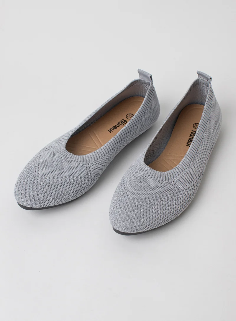 flaneur Flaneur Womens Shoes Flats - Round Toe Ballet Shoes for Women, Walking Casual Shoes, Comfort Grey Womens Flats, Breathable Ladies Shoes, Stylish &amp; Lightweight Footwear for Women