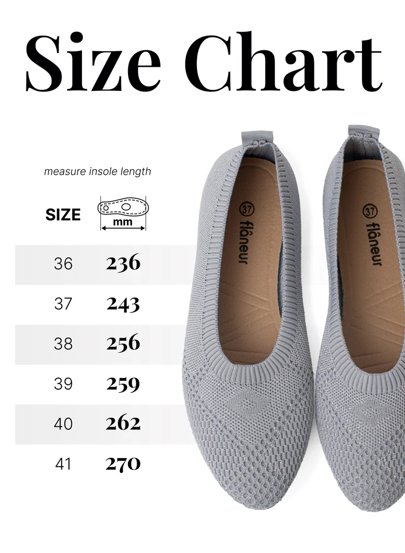 flaneur Flaneur Womens Shoes Flats - Round Toe Ballet Shoes for Women, Walking Casual Shoes, Comfort Grey Womens Flats, Breathable Ladies Shoes, Stylish &amp; Lightweight Footwear for Women