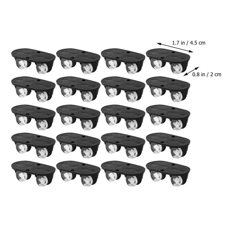 20Pcs Adhesive Mini Storage Bin Casters Non Swivel Sticky On Rollers Black - Image 3