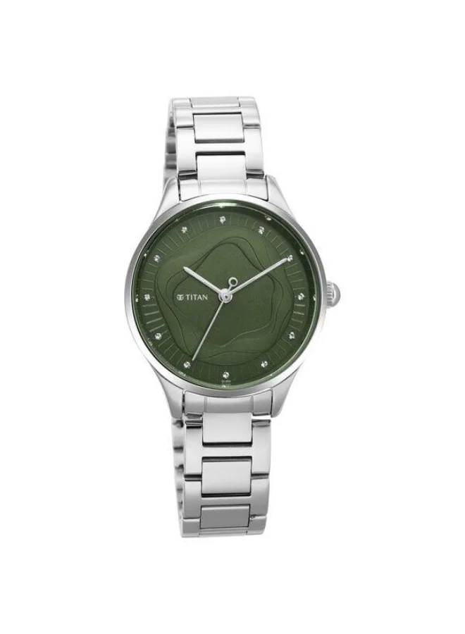 Wander Quartz Analog Green Dial Silver Stainless Steel Strap Watch for Women - 2649SM02