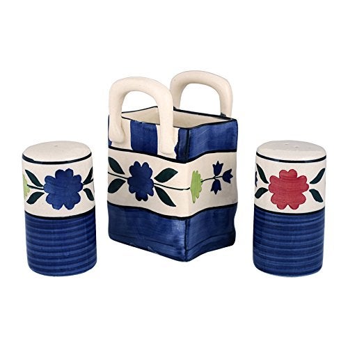 KITTENS ‘Garden Bloom’ Handpainted Ceramic Salt & Pepper Shaker Set with Cutlery Holder – Multicolour Floral Pattern – Set of 3 – Food Grade Tableware – Ideal for Dining Table, Kitchen & Gifting - Image 4