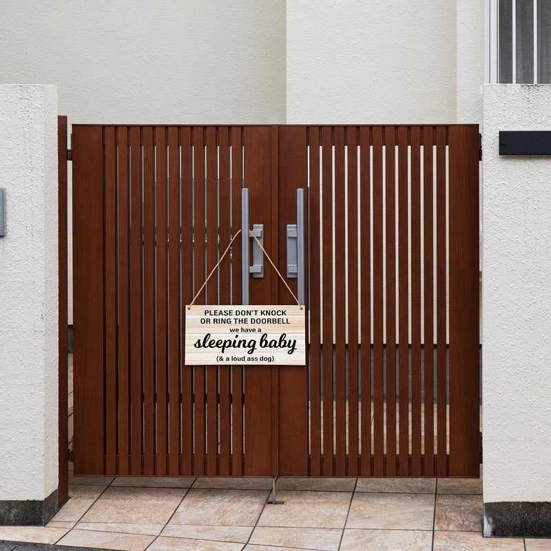 Ycyfckdr Baby Sleeping Sign - Do Not Knock Or Ring Doorbell, Rustic Hanging Sign For Front Door, Nursery Home Bedroom-B06 - Image 5
