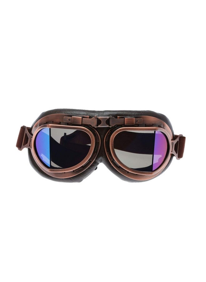 MUXSAM Vintage Motorcycle Goggles Atv Motocross Goggles Dirt Bike Racing Riding Off Road Scooter Glasses Windproof Dustproof Eyewear For Adults Men Women Copper Frame Colorful Lens  - Image 1