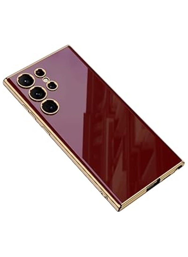 جولدن ماسك جراب من البولي يوريثين الحراري مع عدسة ذهبية لموبايل سامسونج S23 الترا (نبيتى)