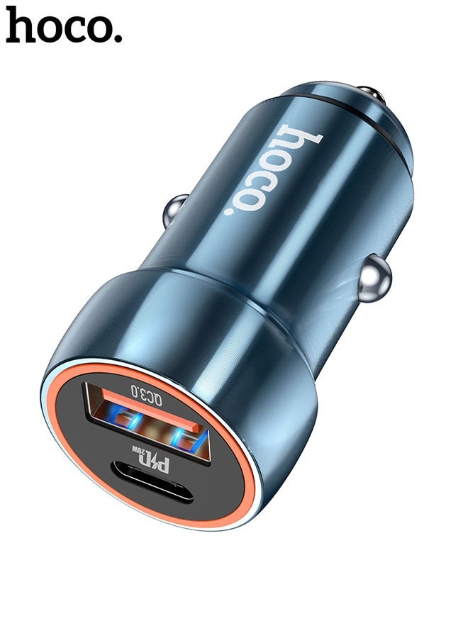 hoco. Car charger Z46A Blue whale PD20W + QC3.0 set with cable(Blue)  - Image 1