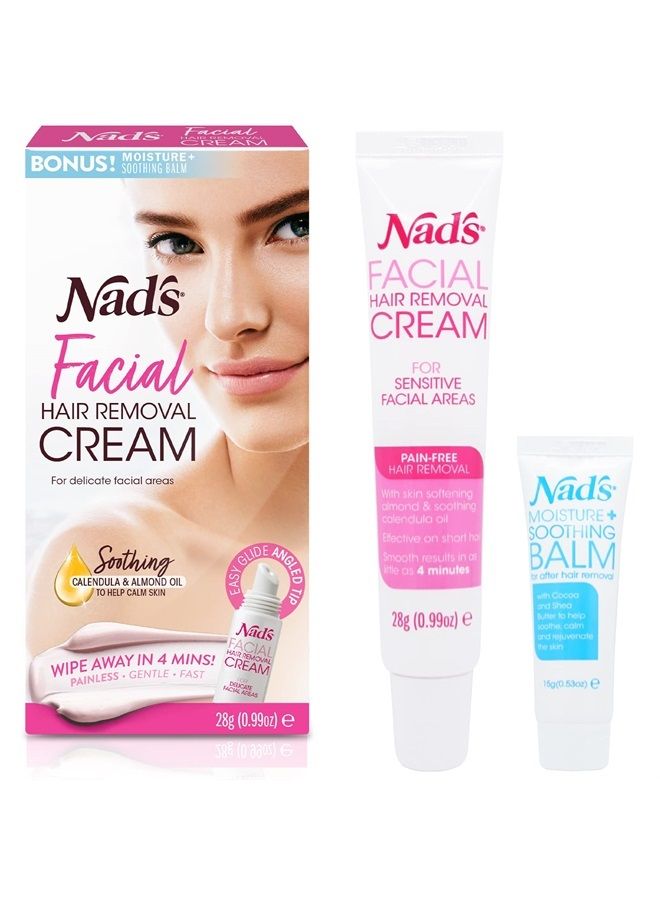 Nad's إزالة شعر الوجه اللطيف والمهدئ للنساء - كريم إزالة الشعر الحساس للمناطق الحساسة من الوجه، 0.99 أونصة (4446) - Image 1
