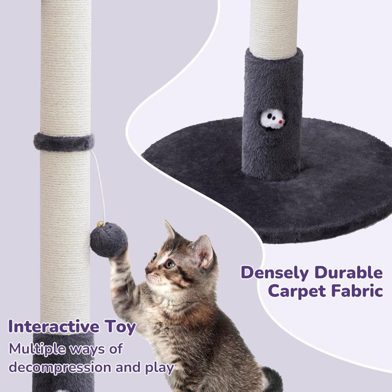Woochpet 33'' Tall Cat Scratching Post for Adults Cats, Sturdy Large Scratch Pole with Hanging Ball with Fun Mouse Hole, Scratching Posts for Indoor with Durable Natural Sisal Rope (Darkgrey) - Image 4