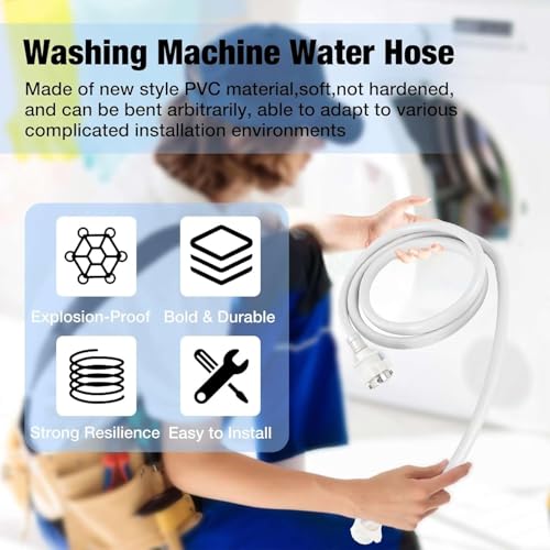 Episkey Flexible PVC Washing Machine Inlet Hose Water Pipe, Universal Water Inlet with Tap Adaptor Connector for Top & Front Load Fully Automatic (4 Meter) - Image 3